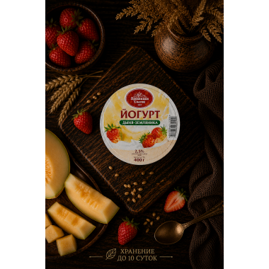 Йогурт дыня-земляника 2,5% 400г. 