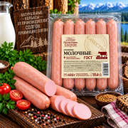 Сосиски в амипак г/у,  Молочные 400г